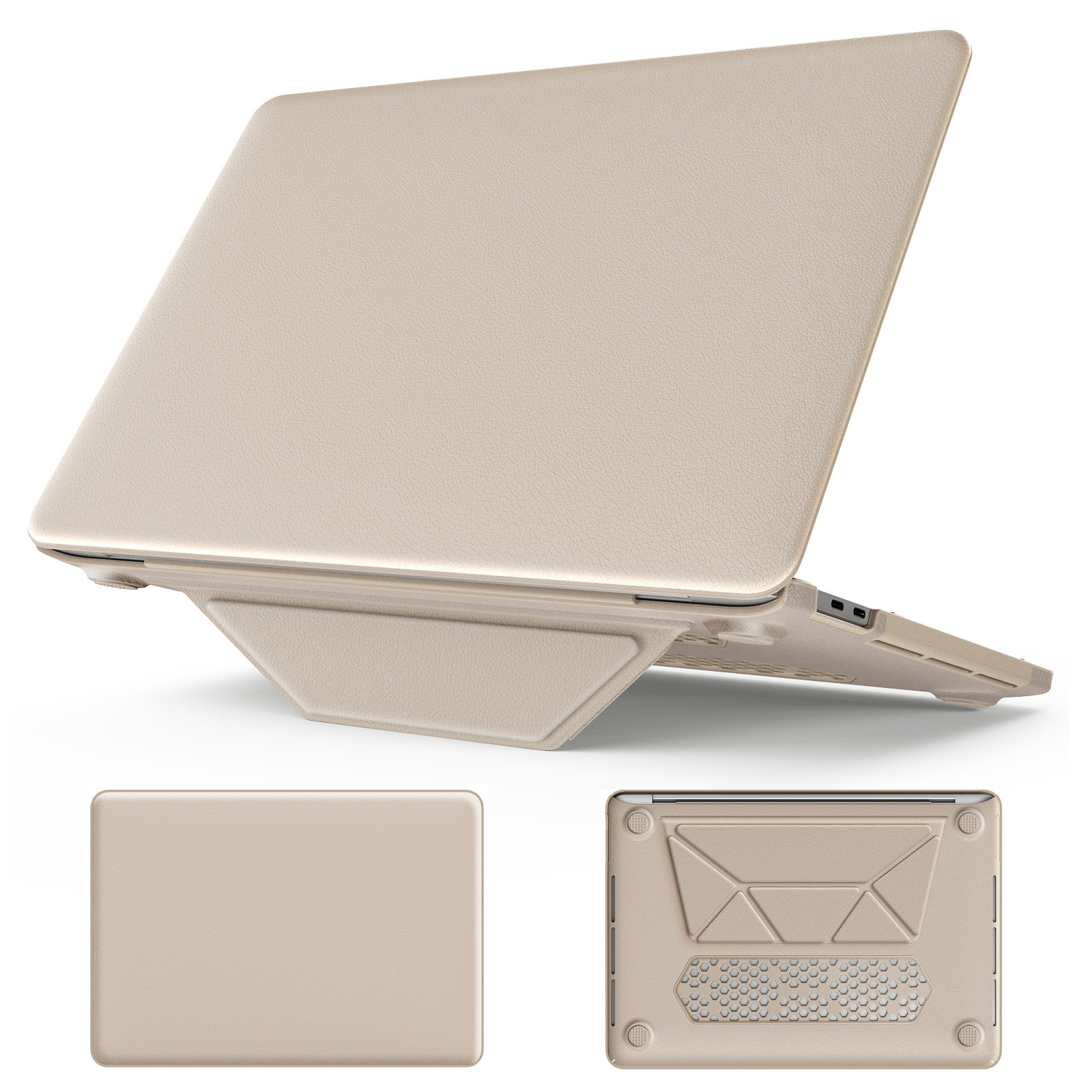 Turtle Shift vegan leer Laptopcover MacBook Pro 13' inch - 2022 / 2020 / 2018 - A2338 / A2289 / A2251 / A2159 / A1989 / A1706 / A1708 - Beige Main Image