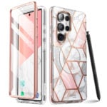 Cosmo 360 hoesje met screenprotector geschikt voor Samsung S25 Ultra – Marmer Main Image
