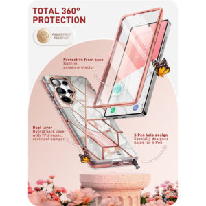 Cosmo 360 hoesje met screenprotector geschikt voor Samsung S25 Ultra - Marmer - 5