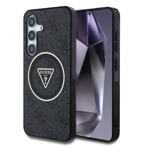 Guess IML 4G Glitter en Triangle Logo met MagSafe Samsung Galaxy S25 - Grijs