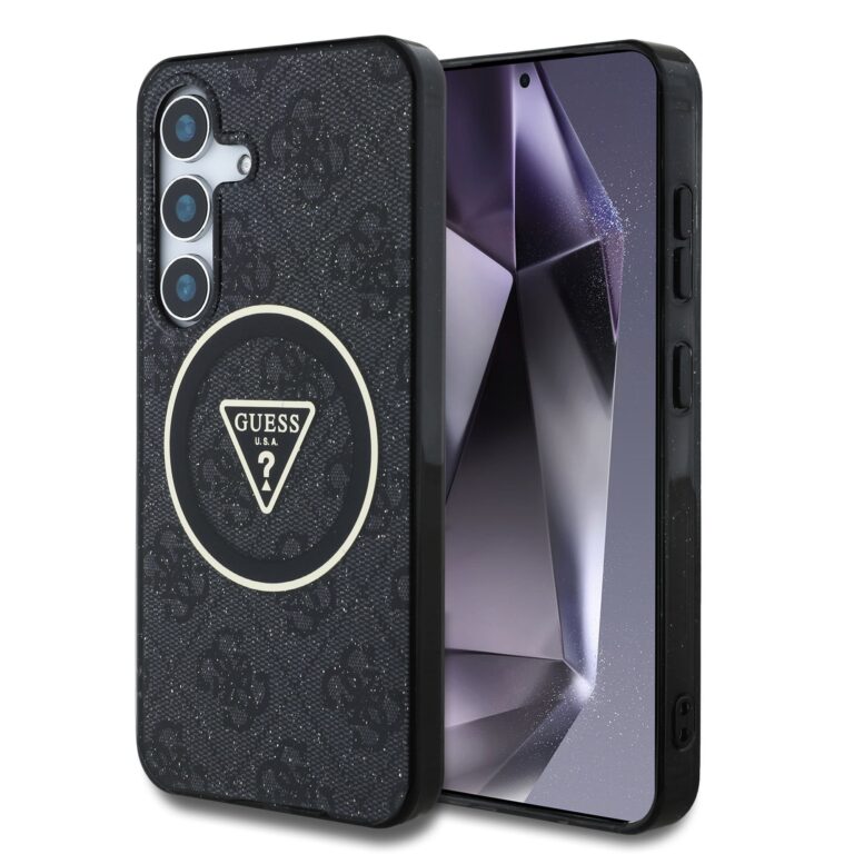 Guess IML 4G Glitter en Triangle Logo met MagSafe Samsung Galaxy S25 - Grijs