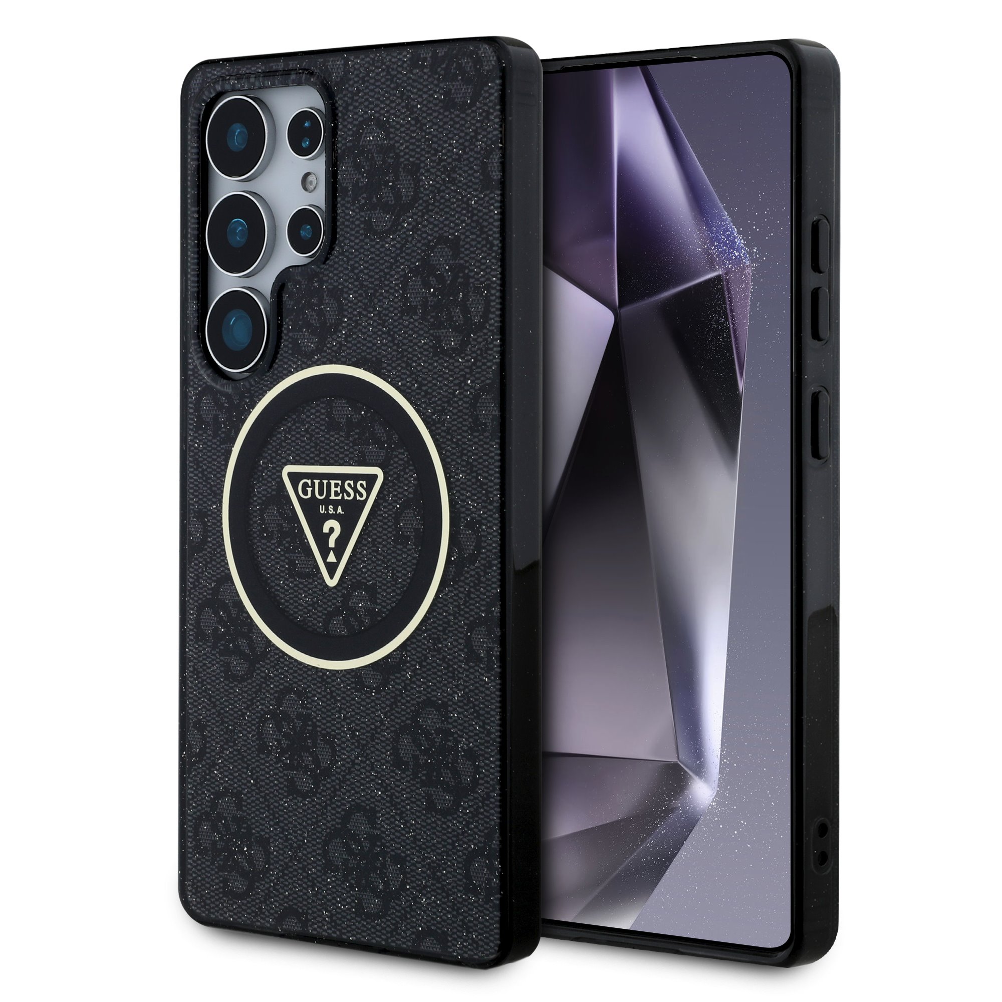 Guess IML 4G Glitter en Triangle Logo met MagSafe Samsung Galaxy S25 Ultra – Grijs 1
