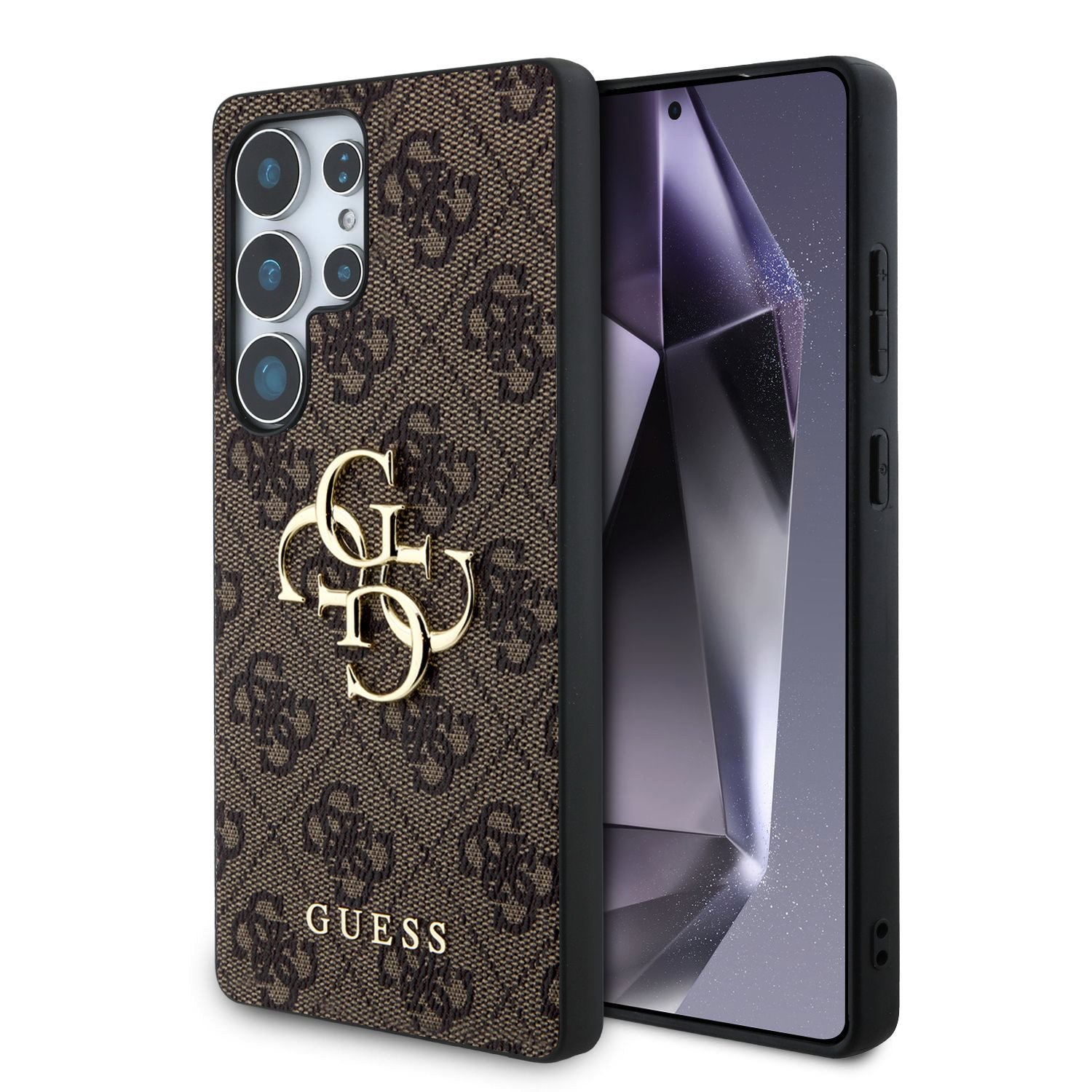 Guess Metal Logo Samsung Galaxy S25 Ultra hoesje - Bruin