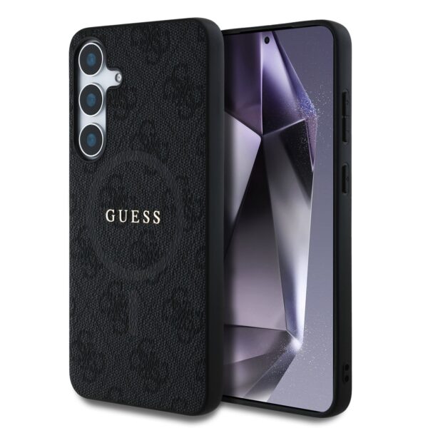 Guess PU Leer 4G Logo met MagSafe Samsung Galaxy S25 Plus - Grijs