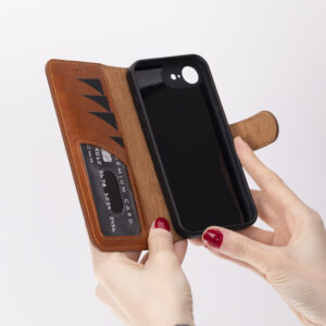 Solidenz Moda Book iPhone 16e echt leren hoesje – Bruin - 5