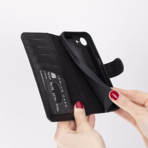 Solidenz Moda Book iPhone 16e echt leren hoesje – Zwart - 4