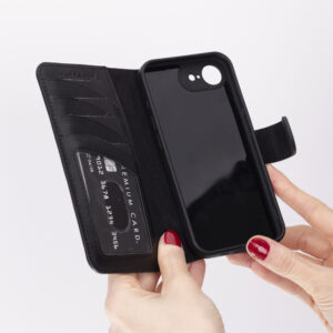 Solidenz Moda Book iPhone 16e echt leren hoesje – Zwart - 5