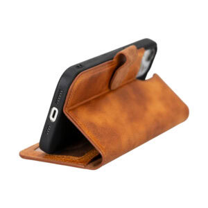 Solidenz Moda Book iPhone 16e echt leren hoesje - Lichtbruin - 2