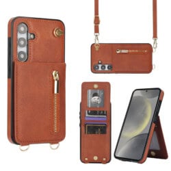 Solidenz Fashion Portemonnee hoesje met koord Samsung Galaxy S24 FE - Bruin