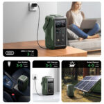 Joyroom 100W XXL Power Bank met uitklapbare Licht voor buiten – 75000mAh inclusief 100W kabel USB-C – Olijfgroen - 4
