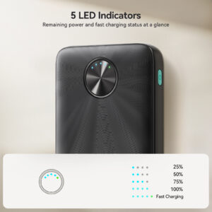 Joyroom 22.5W LED Power Bank Snellader – 10000 mAh inclusief USB-C kabel – Zwart - 8