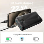 Joyroom 22.5W LED Power Bank Snellader – 20000 mAh inclusief USB-C kabel – Zwart - 6