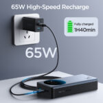 Joyroom 65W Digital Display Snellader Power Bank – 20000 mAh inclusief 100W USB-C Kabel – Zwart - 5