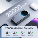 Joyroom 65W Digital Display Snellader Power Bank – 20000 mAh inclusief 100W USB-C Kabel – Zwart - 6