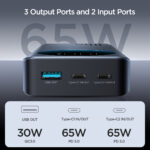 Joyroom 65W Digital Display Snellader Power Bank – 20000 mAh inclusief 100W USB-C Kabel – Zwart - 8