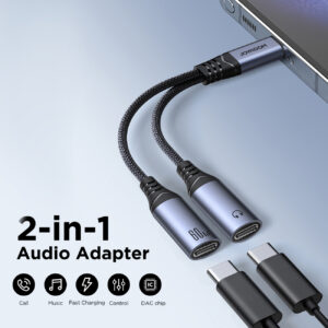 Joyroom Audio Adapter - Transfer Series 2-in-1 Audio Adapter - Type-C naar Dual Type-C - Zwart - 1