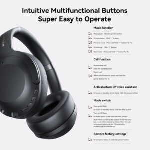 Joyroom J-Head JR-JH2 Series Hybrid ANC Bluetooth Draadloze Hoofdtelefoon – Zwart - 12