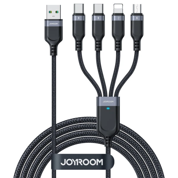 Joyroom Multi-Use 3.5A 4-in-1 Kabel -  2x Type C naar Type-C en 1x Naar Lightning en Micro-USB - 1,2 m - Zwart