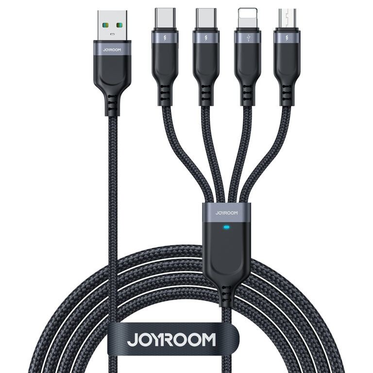 Joyroom Multi-Use 3.5A 4-in-1 Kabel -  2x Type C naar Type-C en 1x Naar Lightning en Micro-USB - 1,2 m - Zwart