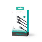 Joyroom Multi-Use 3.5A 3-in-1 Kabel – Type C naar Lightning en Type-C en Micro-USB – 0,3m – Zwart - 11