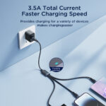 Joyroom Multi-Use 3.5A 3-in-1 Kabel – Type C naar Lightning en Type-C en Micro-USB – 0,3m – Zwart - 4