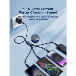 Joyroom Multi-Use 3.5A 4-in-1 Kabel - 2x Type C naar Type-C en 1x Naar Lightning en Micro-USB - 1,2 m - Zwart - 7