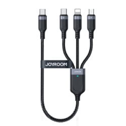 Joyroom Multi-Use 3.5A 3-in-1 Kabel - Type C naar Lightning en Type-C en Micro-USB - 0,3m - Zwart