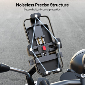 Joyroom Smartphonehouder voor Fiets en Motor – Houder voor aan de spiegel – Zwart - 6