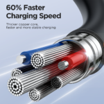 Joyroom – USB-A naar USB-C Kabel – Krulsnoer – Uitrekbare oplaadkabel – Universele oplaadkabel – 1,5 m – 30W – Zwart - 3