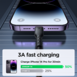 Joyroom – USB-C naar lightning Kabel – Krulsnoer – Uitrekbare oplaadkabel – Universele oplaadkabel – 1,5 m – 30W – Zwart - 2