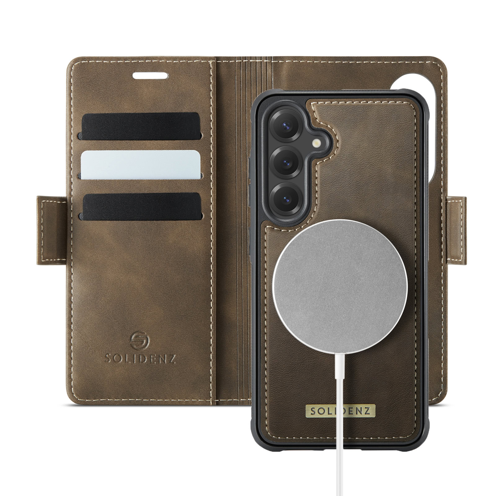 Solidenz 2-in-1 MagSafe Wallet Case voor Samsung Galaxy S25 Plus - Bruin Main Image