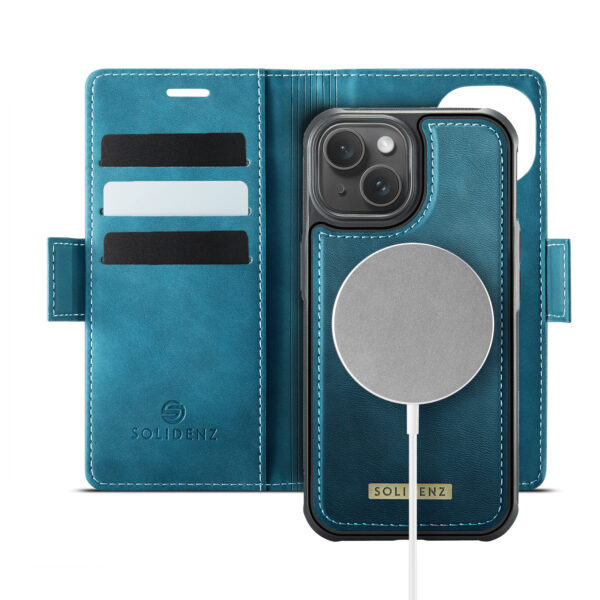 Solidenz 2-in-1 MagSafe Wallet Case voor iPhone 15 - Blauw
