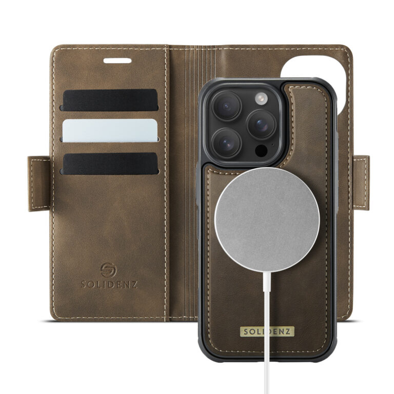 Solidenz 2-in-1 MagSafe Wallet Case voor iPhone 15 Pro Max - Bruin