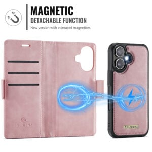 Solidenz 2-in-1 MagSafe Wallet Case voor iPhone 16 – Roze - 6