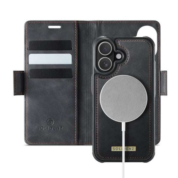 Solidenz 2-in-1 MagSafe Wallet Case voor iPhone 16 - Zwart