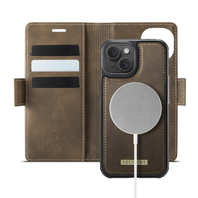 Solidenz 2-in-1 MagSafe Wallet Case voor iPhone 15 Plus - Bruin