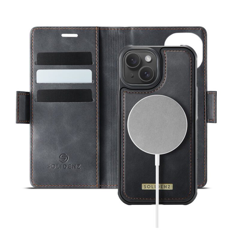 Solidenz 2-in-1 MagSafe Wallet Case voor iPhone 15 Plus - Zwart