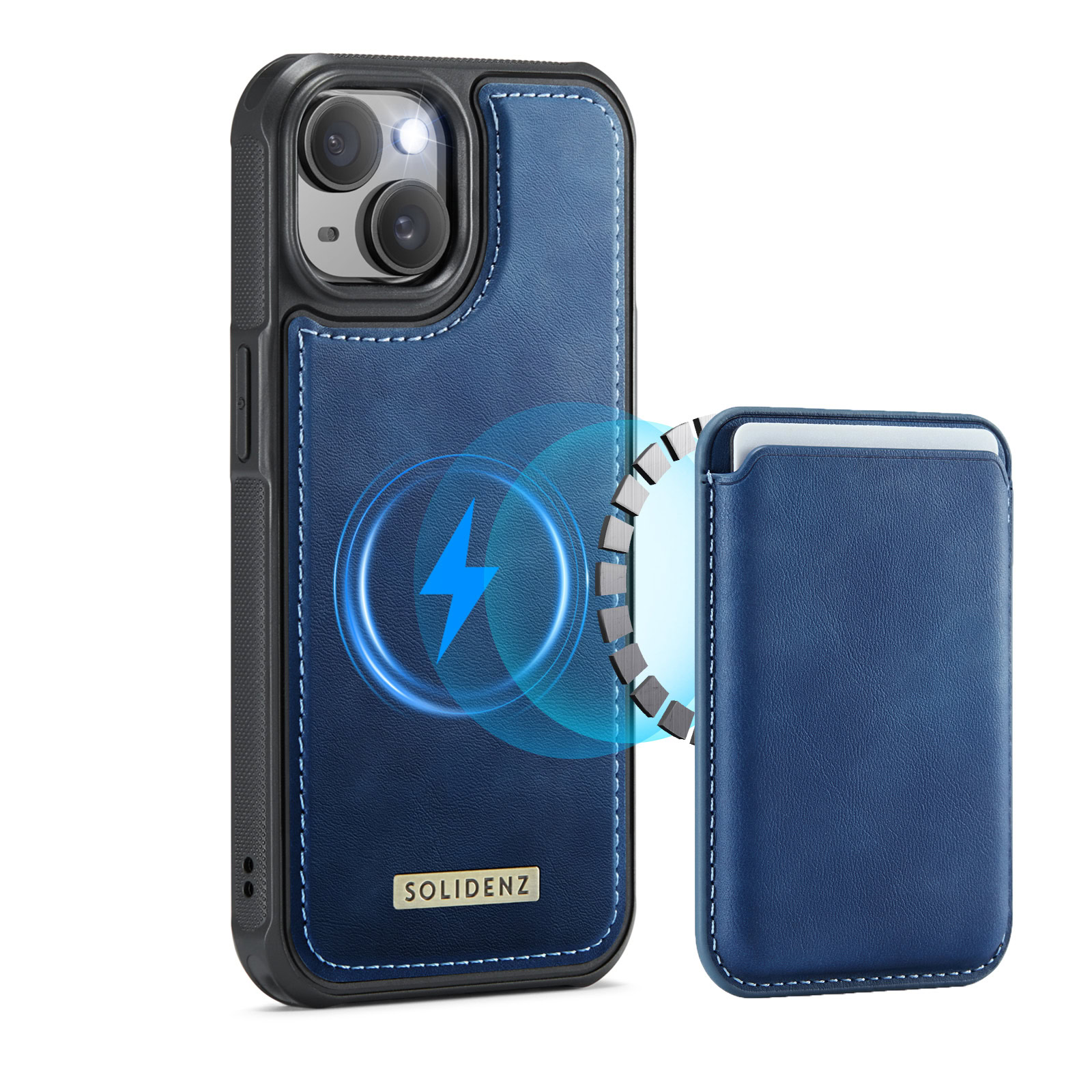 Solidenz MagSafe Wallet Backcover voor iPhone 15 - Blauw Main Image