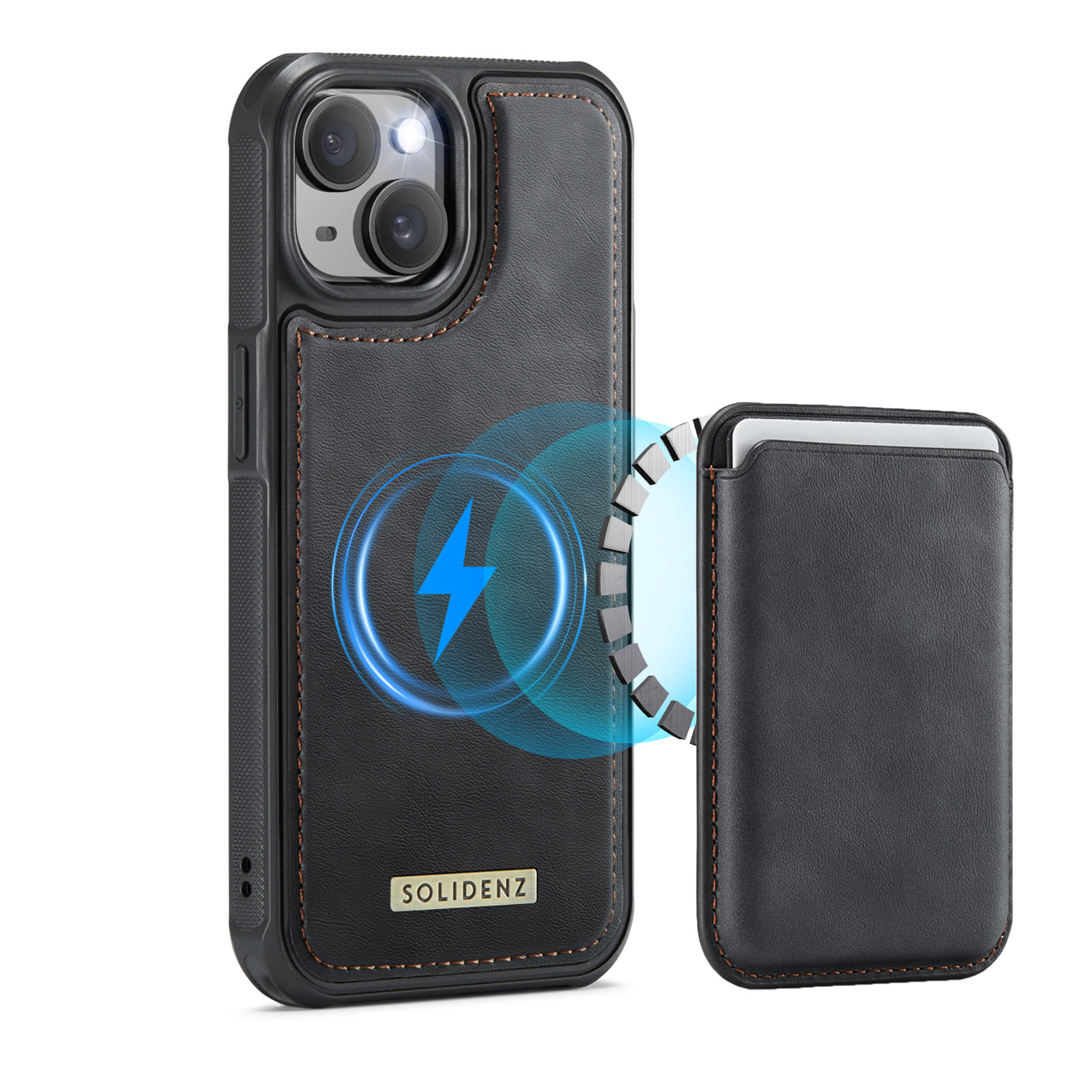 Solidenz MagSafe Wallet Backcover voor iPhone 14 - Zwart Main Image