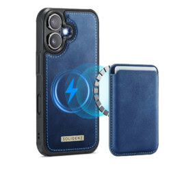 Solidenz MagSafe Wallet Backcover voor iPhone 16 - Blauw