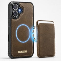 Solidenz MagSafe Wallet Backcover voor iPhone 16 - Bruin