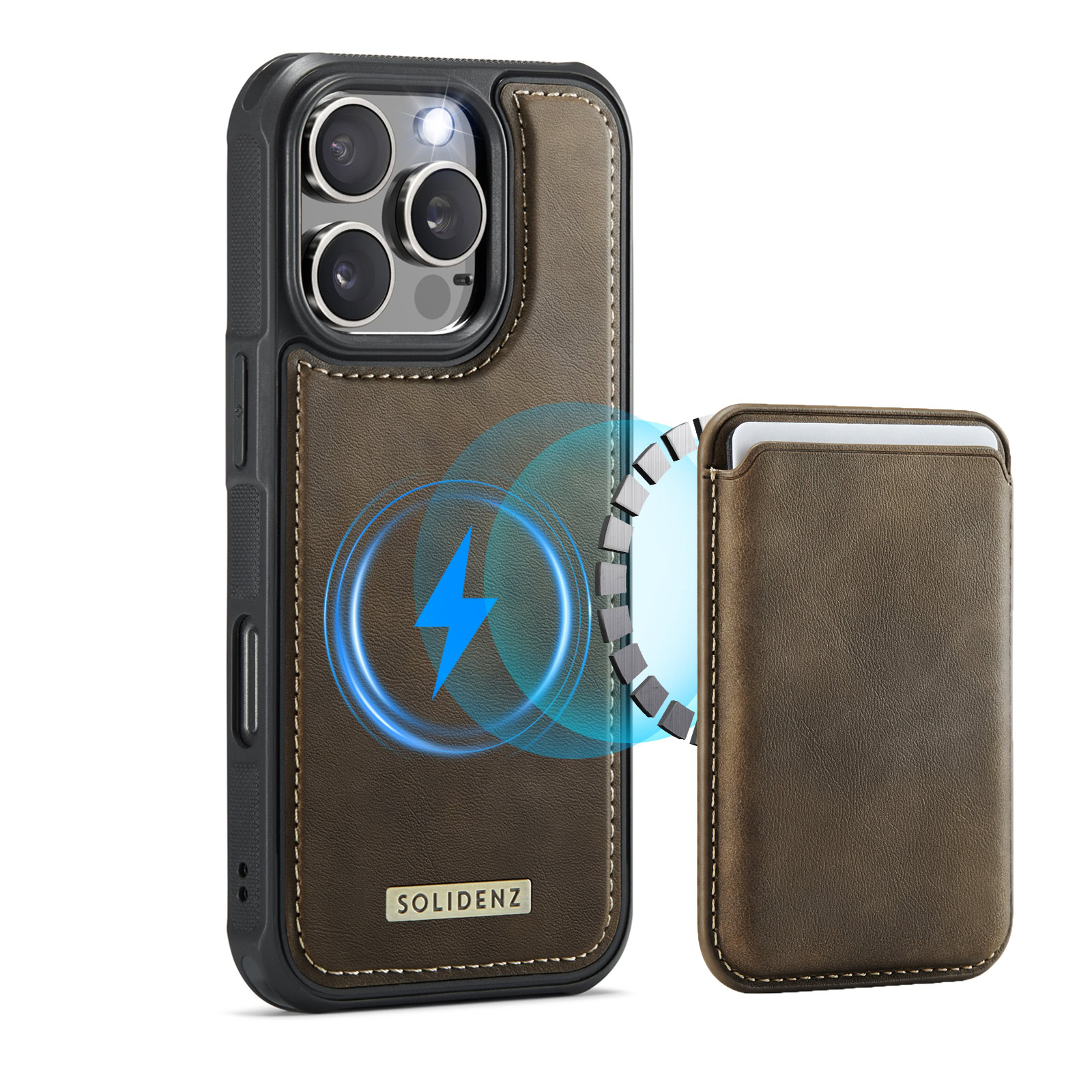 Solidenz MagSafe Wallet Backcover voor iPhone 16 Pro - Bruin Main Image