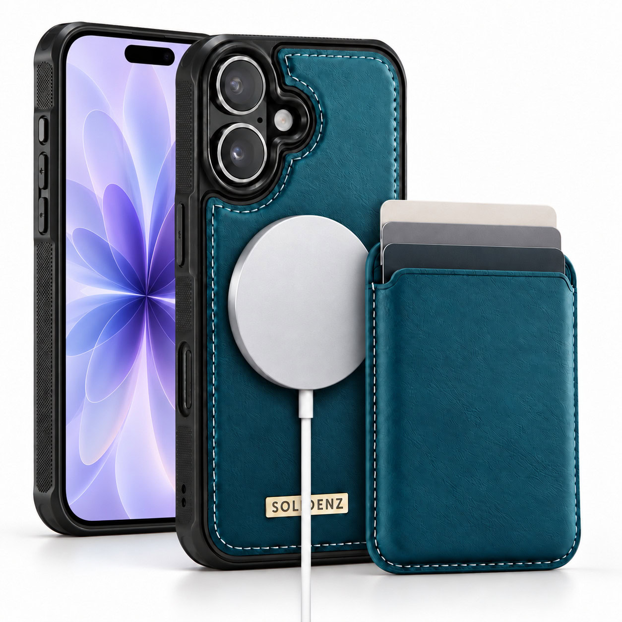 Solidenz MagSafe Wallet Backcover voor iPhone 16 - Blauw