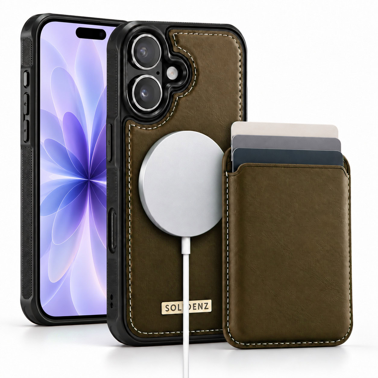 Solidenz MagSafe Wallet Backcover voor iPhone 17 - Bruin