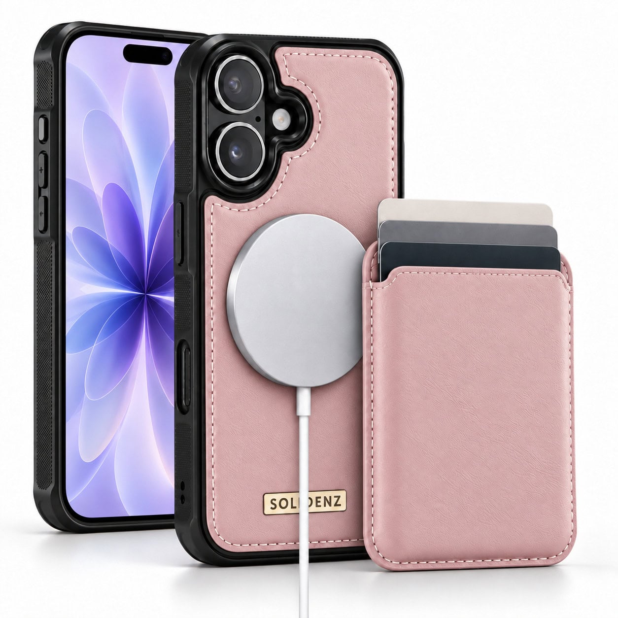 Solidenz MagSafe Wallet Backcover voor iPhone 17 - Roze