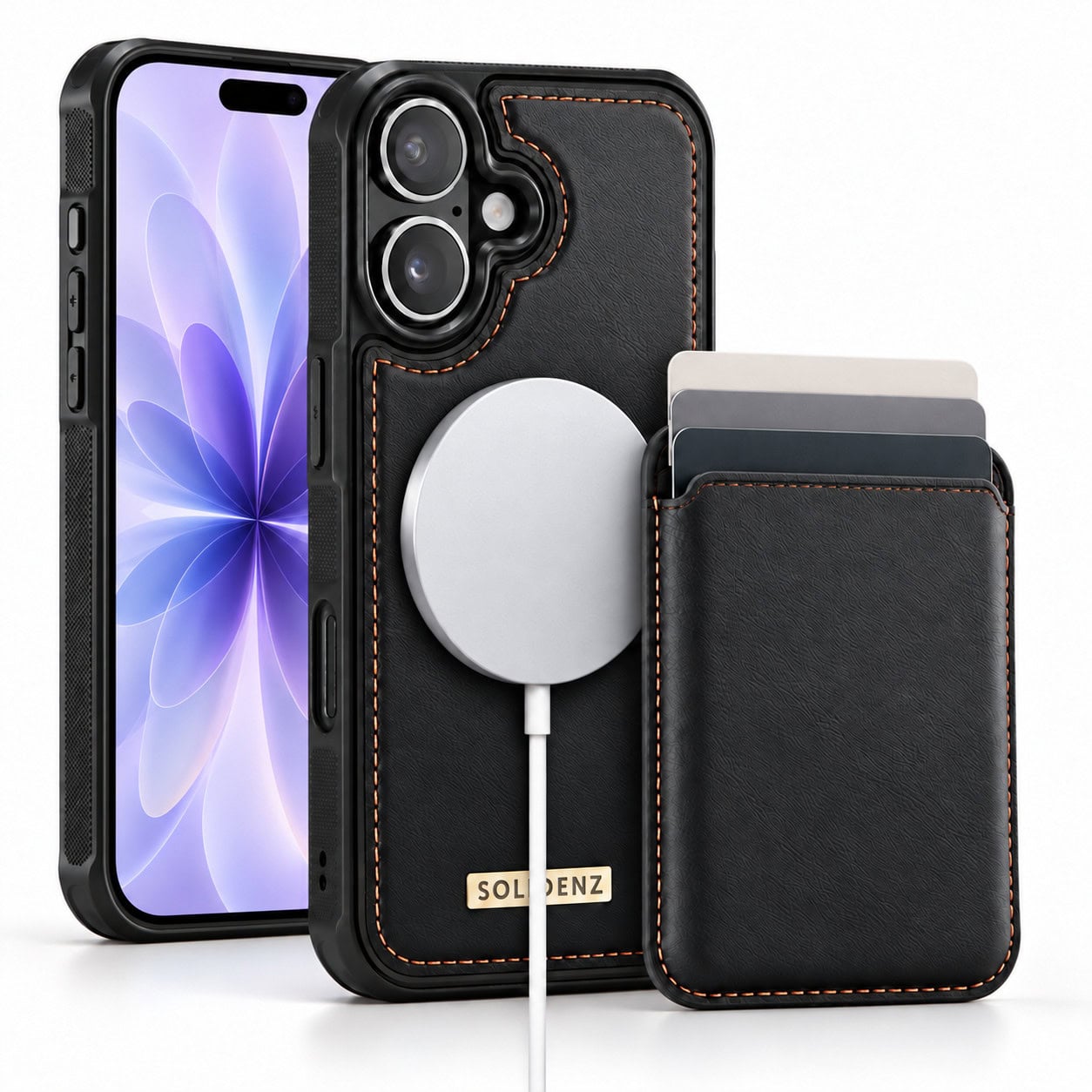 Solidenz MagSafe Wallet Backcover voor iPhone 17 - Zwart