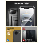 Supcase 360 Backcase hoesje met screenprotector iPhone 17e / 16e – Zwart - 2