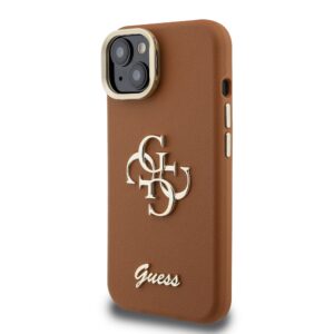 Guess 4G Logo met Camerastand functie iPhone 14 hoesje – Bruin - 1