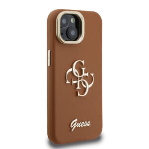 Guess 4G Logo met Camerastand functie iPhone 14 hoesje – Bruin - 3