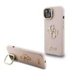 Guess 4G Logo met Camerastand functie iPhone 14 hoesje - Roze